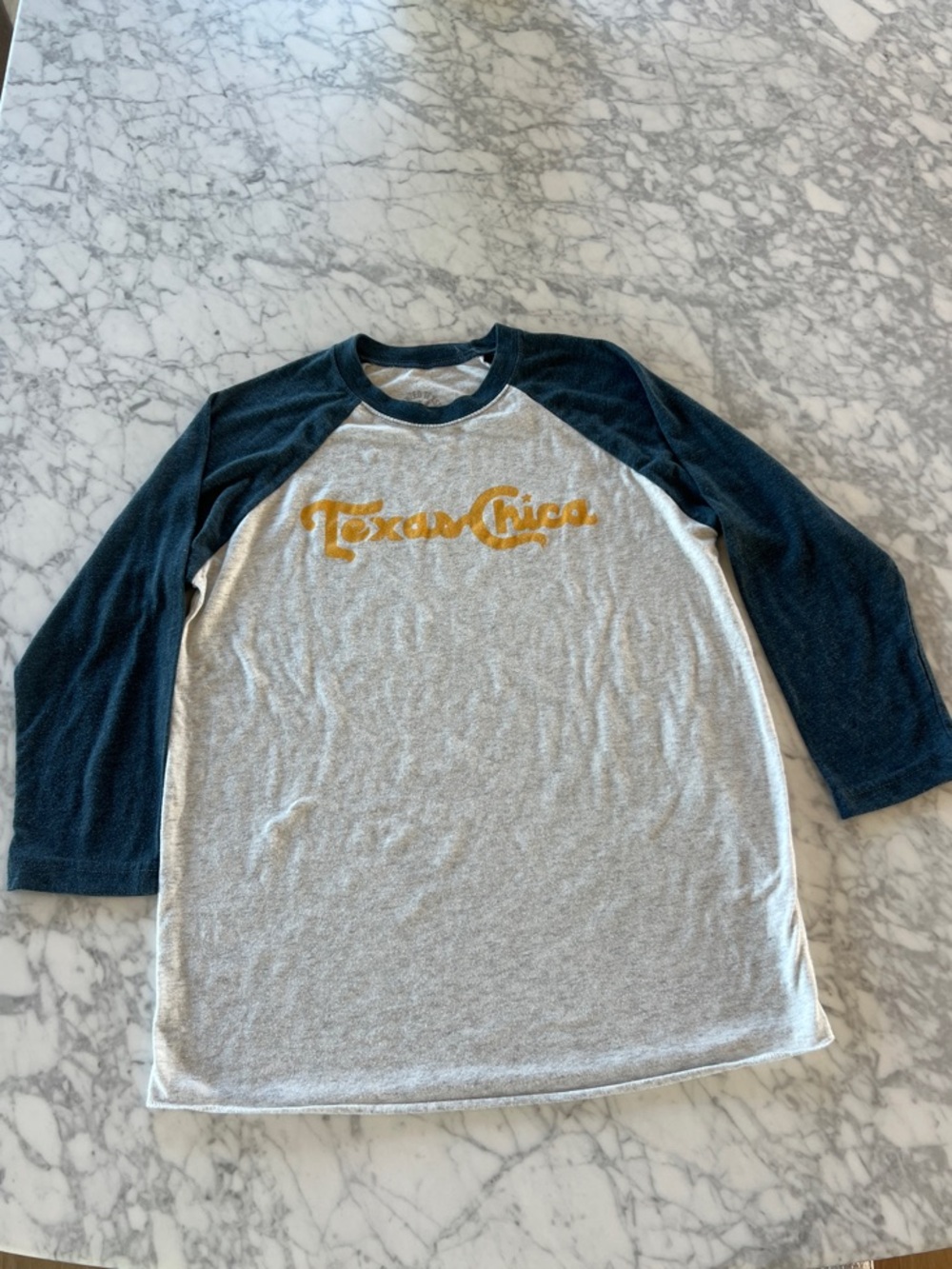 Texas Chica Raglan Long Sleeve Tee - Gray and Navy